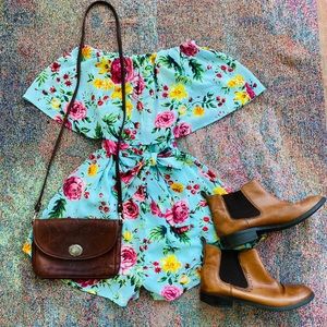New floral flowery rose off shoulder romper jumper